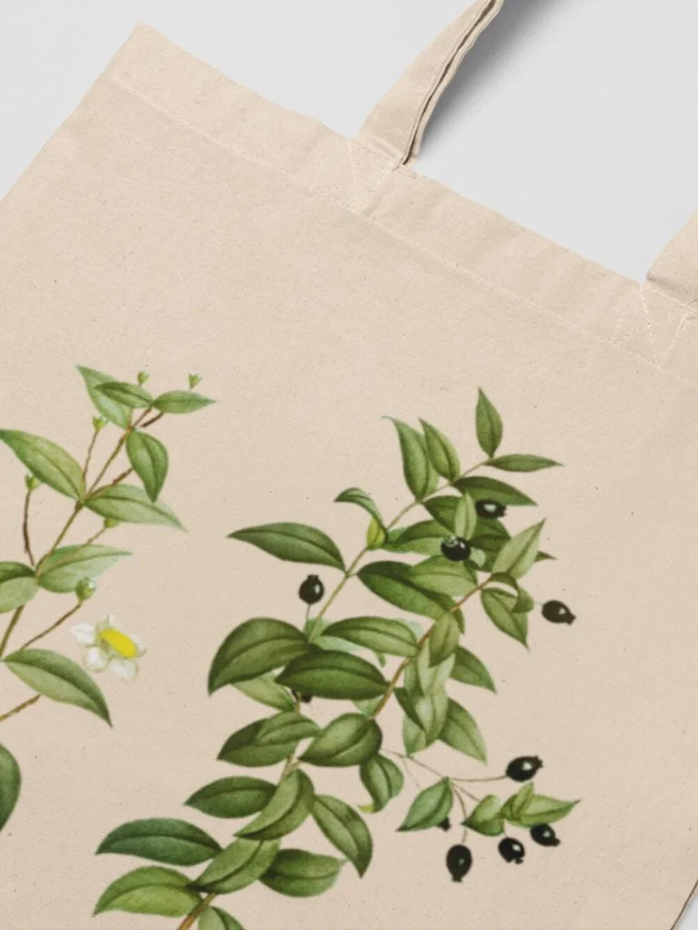 Roman Myrtle Vintage Floral Print Graphic Canvas Tote Bag